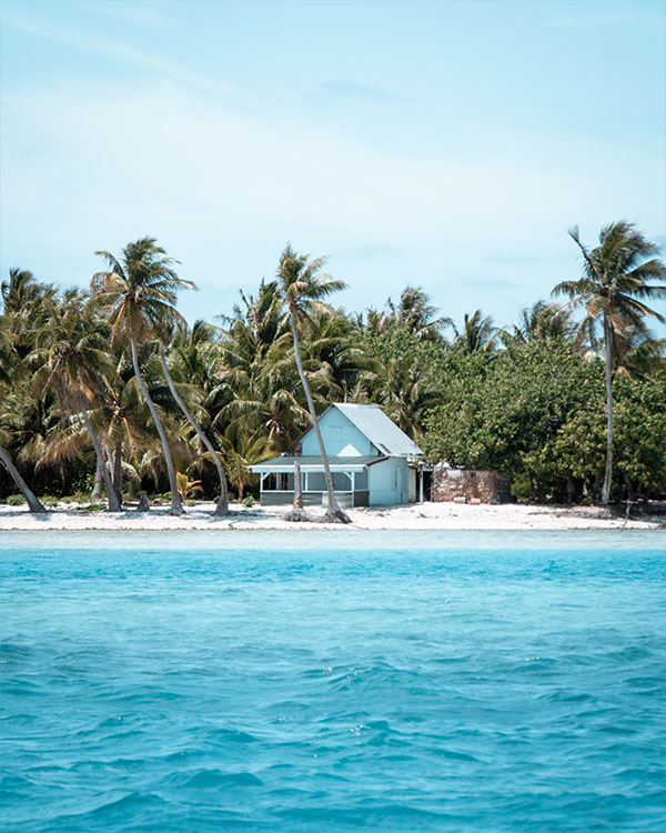 Cabane sur un motu à Maupiti
