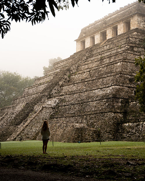 Temple maya dans le site archeologique de Palenque