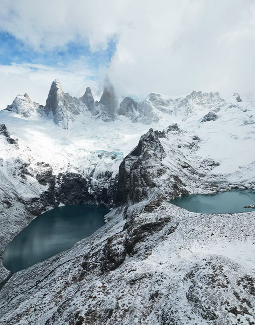 Laguna sucia et laguna de los tres vu en drone