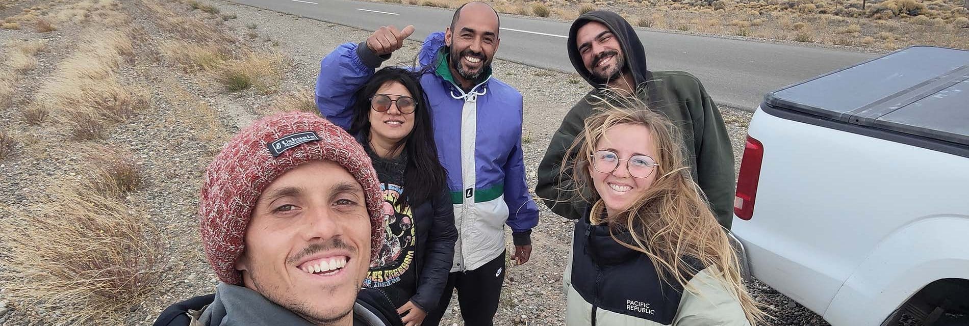 Nous avec des argentins en stop en Patagonie