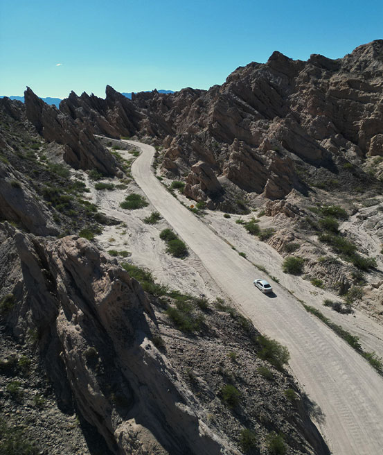 Route d'Angastaco paysage roche en drone