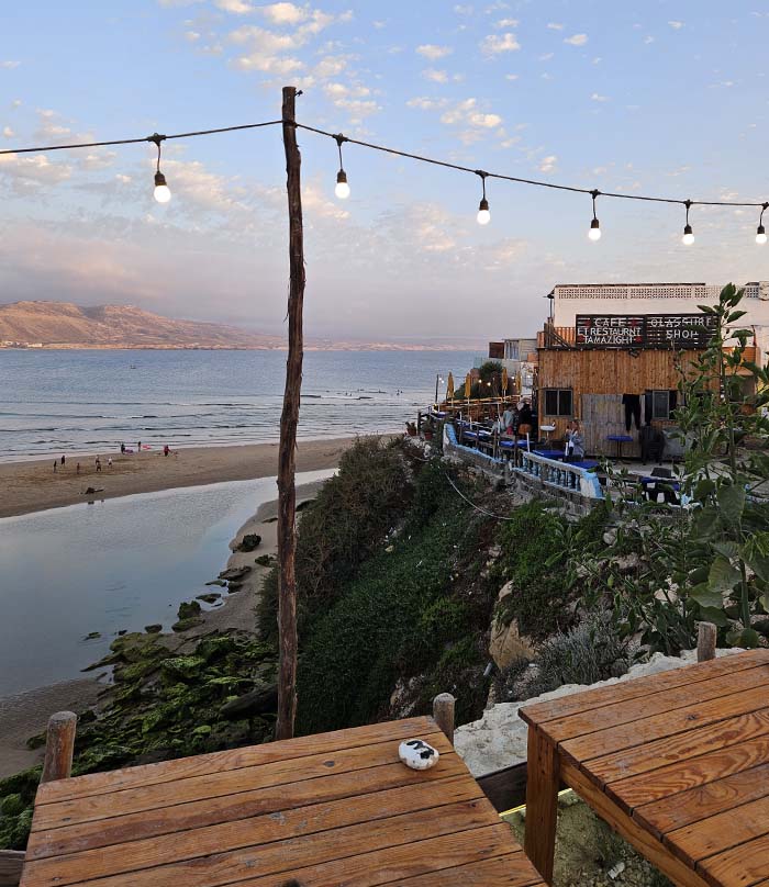 Les réstaurants en bord de plage à Imsouane